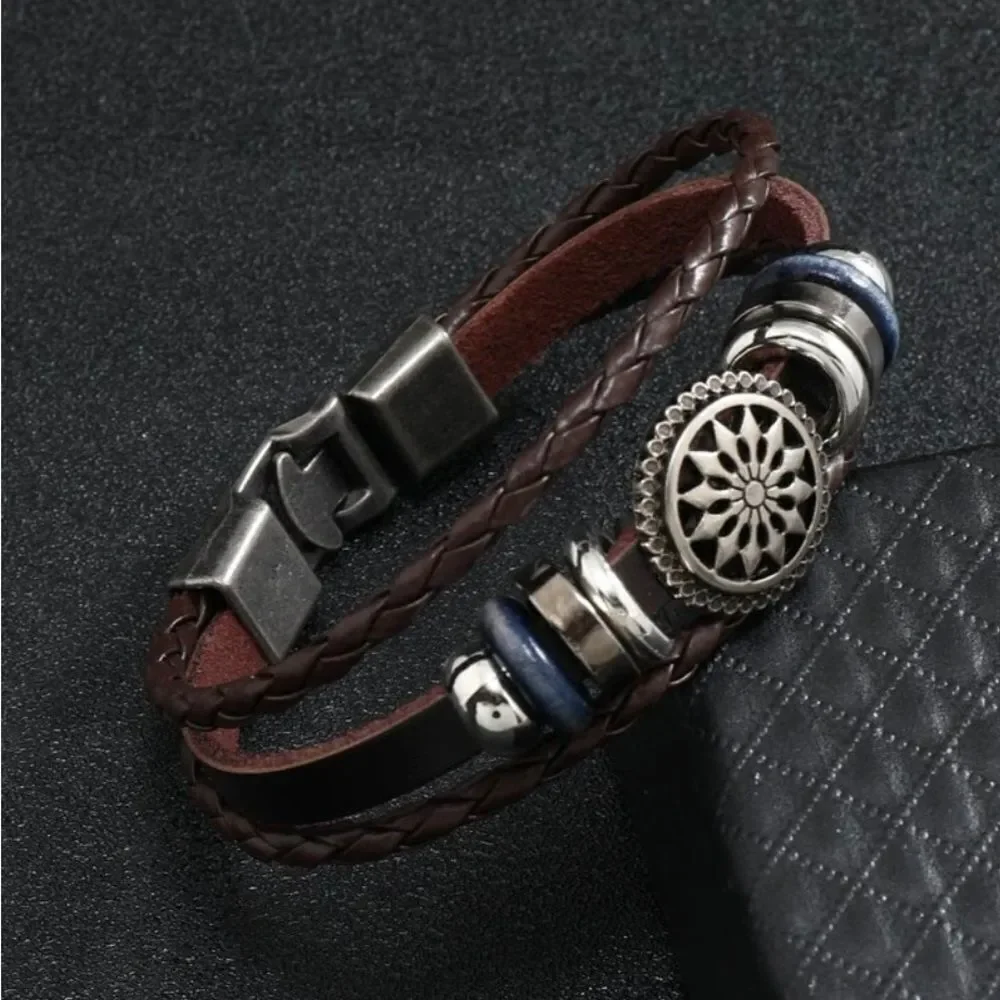 Brown Leather Compass Bracelet l New
